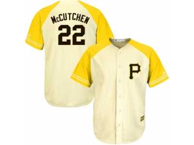 Men's Majestic Pittsburgh Pirates #22 Andrew McCutchen Replica Cream Gold Exclusive MLB Jersey