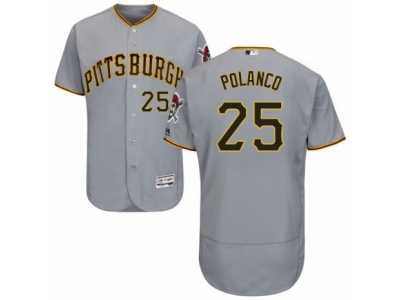 Men's Majestic Pittsburgh Pirates #25 Gregory Polanco Grey Flexbase Authentic Collection MLB Jersey