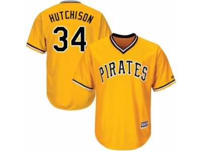 Men's Majestic Pittsburgh Pirates #34 Drew Hutchison Replica Gold Alternate Cool Base MLB Jersey