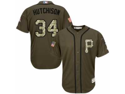 Men's Majestic Pittsburgh Pirates #34 Drew Hutchison Replica Green Salute to Service MLB Jersey