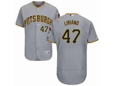 Men's Majestic Pittsburgh Pirates #47 Francisco Liriano Grey Flexbase Authentic Collection MLB Jersey