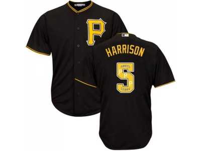 Pittsburgh Pirates #5 Josh Harrison Black Team Logo Fashion Stitched MLB Jersey