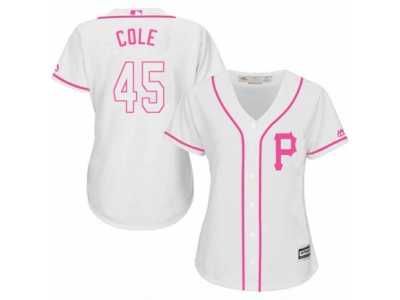 Women's Majestic Pittsburgh Pirates #45 Gerrit Cole Replica White Fashion Cool Base MLB Jersey