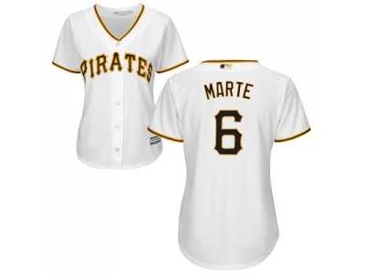 Women's Pittsburgh Pirates #6 Starling Marte White Home Stitched MLB Jersey