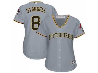 Women's Pittsburgh Pirates #8 Willie Stargell Grey Road Stitched MLB Jersey