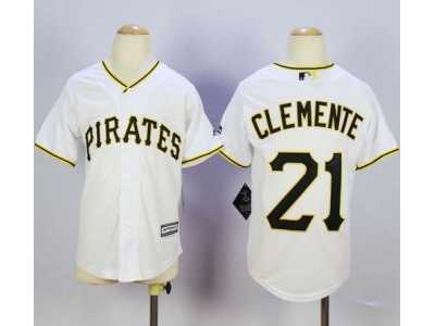 Youth Pittsburgh Pirates #21 Roberto Clemente White Cool Base Stitched MLB Jersey