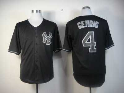 MLB New York Yankees #4 Gehrig Black Jerseys(Fashion)