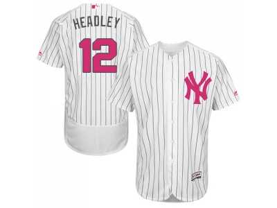 Men's Majestic New York Yankees #12 Chase Headley Authentic White 2016 Mother's Day Fashion Flex Base MLB Jersey