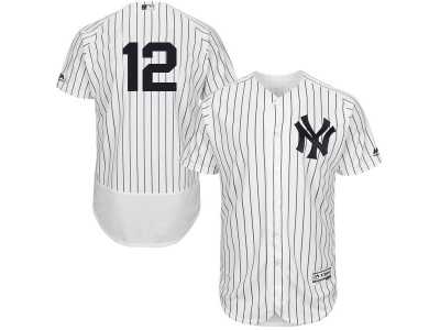 Men's Majestic New York Yankees #12 Chase Headley White Navy Flexbase Authentic Collection MLB Jersey