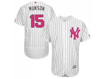 Men's Majestic New York Yankees #15 Thurman Munson Authentic White 2016 Mother's Day Fashion Flex Base MLB Jersey