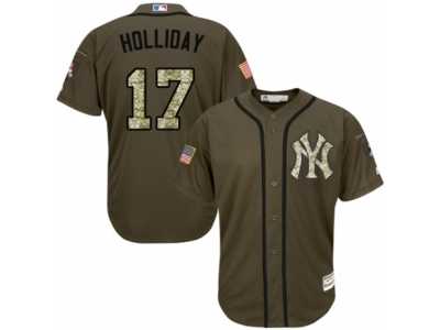 Men's Majestic New York Yankees #17 Matt Holliday Replica Green Salute to Service MLB Jersey