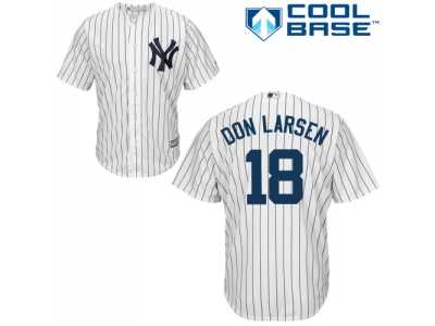 Men's Majestic New York Yankees #18 Don Larsen Replica White Home MLB Jersey
