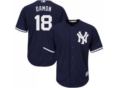 Men's Majestic New York Yankees #18 Johnny Damon Replica Navy Blue Alternate MLB Jersey
