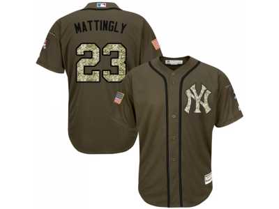 Men's Majestic New York Yankees #23 Don Mattingly Replica Green Salute to Service MLB Jersey