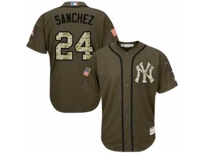 Men\'s Majestic New York Yankees #24 Gary Sanchez Authentic Green Salute to Service MLB Jersey