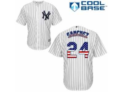 Men's Majestic New York Yankees #24 Gary Sanchez Authentic White USA Flag Fashion MLB Jersey