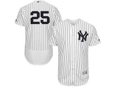 Men's Majestic New York Yankees #25 Mark Teixeira White Navy Flexbase Authentic Collection MLB Jersey