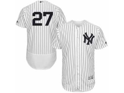 Men's Majestic New York Yankees #27 Austin Romine White Navy Flexbase Authentic Collection MLB Jersey