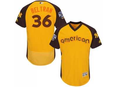 Men's Majestic New York Yankees #36 Carlos Beltran Yellow 2016 All-Star American League BP Authentic Collection Flex Base MLB Jersey