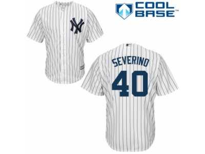 Men's Majestic New York Yankees #40 Luis Severino Replica White Home MLB Jersey
