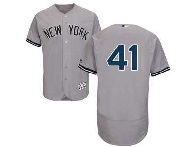 Men's Majestic New York Yankees #41 Randy Johnson Grey Flexbase Authentic Collection MLB Jersey