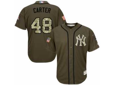 Men's Majestic New York Yankees #48 Chris Carter Replica Green Salute to Service MLB Jersey