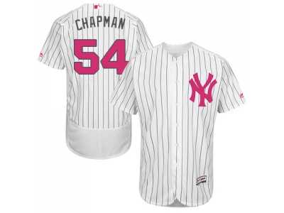 Men's Majestic New York Yankees #54 Aroldis Chapman Authentic White 2016 Mother's Day Fashion Flex Base MLB Jersey