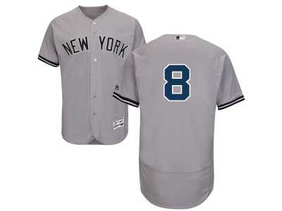 Men's Majestic New York Yankees #8 Yogi Berra Grey Flexbase Authentic Collection MLB Jersey