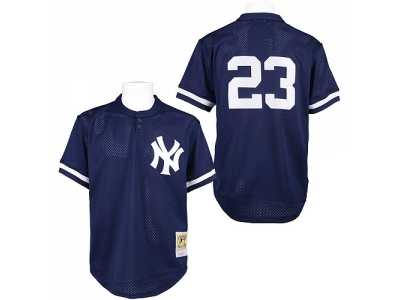Men's Mitchell and Ness 1995 New York Yankees #23 Don Mattingly Replica Blue Throwback MLB Jersey