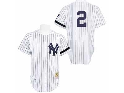 Men's Mitchell and Ness Practice New York Yankees #2 Derek Jeter Authentic White Throwback MLB Jersey