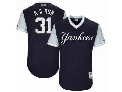Men's New York Yankees #31 Aaron Hicks ��A-A Ron�� Majestic Navy 2017 Players Weekend Authentic Jersey
