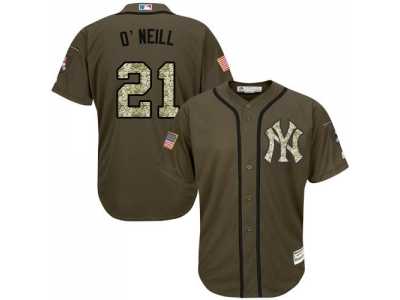New York Yankees #21 Paul O'Neill Green Salute to Service Stitched Baseball Jersey