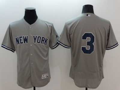 New York Yankees #3 Babe Ruth Grey Flexbase Authentic Collection Stitched MLB Jersey