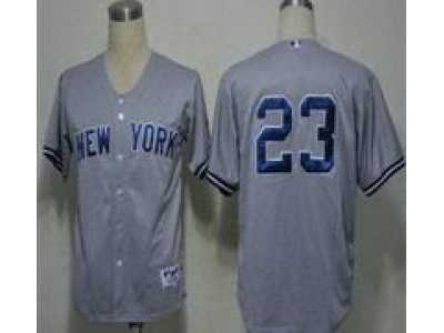 mlb New York Yankees #23 Don Mattingly Grey Jerseys