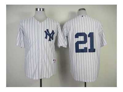 mlb jerseys new york yankees #21 white(black strip)