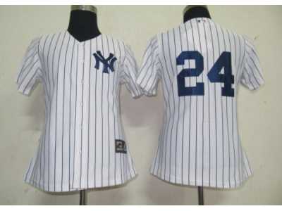 MLB Women Jerseys New York Yankees #24 Robinson Cano white[black strip]