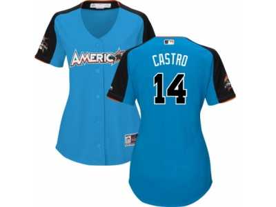 Women's Majestic New York Yankees #14 Starlin Castro Replica Blue American League 2017 MLB All-Star MLB Jersey
