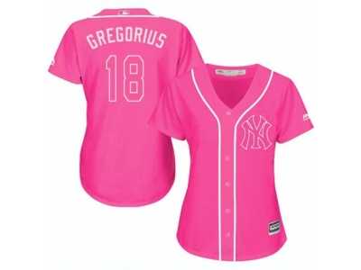 Women's Majestic New York Yankees #18 Didi Gregorius Replica Pink Fashion Cool Base MLB Jersey