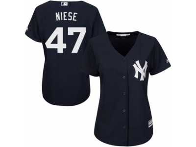 Women's Majestic New York Yankees #47 Jon Niese Authentic Navy Blue Alternate MLB Jersey