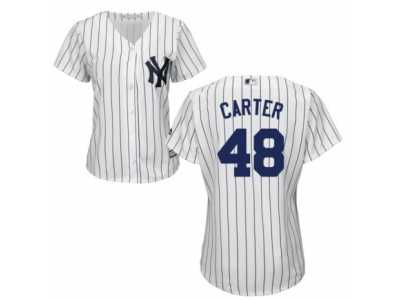 Women's Majestic New York Yankees #48 Chris Carter Authentic White Home MLB Jersey