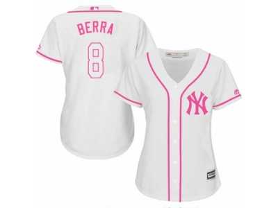 Women's Majestic New York Yankees #8 Yogi Berra Replica White Fashion Cool Base MLB Jersey