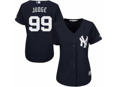 Women's Majestic New York Yankees #99 Aaron Judge Authentic Navy Blue Alternate MLB Jersey