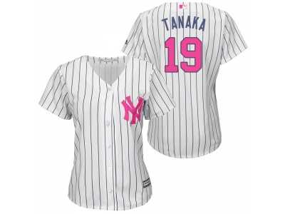 Women's New York Yankees #19 Masahiro Tanaka White Home 2016 Mother's Day Cool Base Jersey