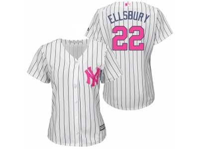 Women's New York Yankees #22 Jacoby Ellsbury White Home 2016 Mother's Day Cool Base Jersey