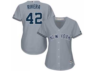Women's New York Yankees #42 Mariano Rivera Grey Road Stitched MLB Jersey