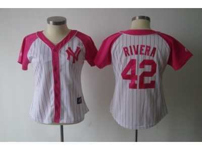 women mlb new york yankees #42 rivera white pink[2012]