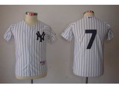 Youth MLB New York Yankees #7 Mickey Mantle White Jerseys