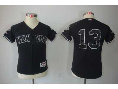 Youth New York Yankees #13 Alex Rodriguez Black jerseys(2009 Logo WS 09 Champions Pat)