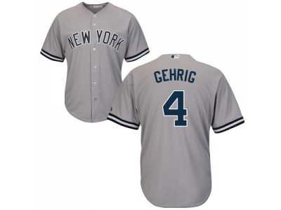 Youth New York Yankees #4 Lou Gehrig Grey Cool Base Stitched MLB Jersey