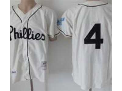 MLB Philadelphia Phillies #4 Jimmie Fox Cream Jerseys(Throwback)